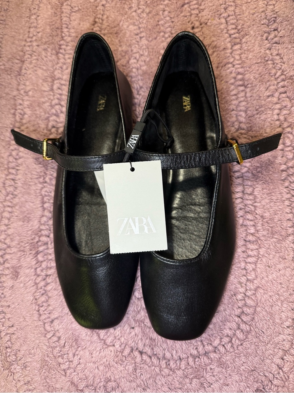 Zara Mary Jane Flats with Gold Buckle - Picture 4 of 6